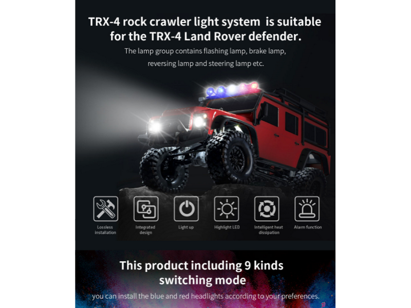 Комплект освещения (передние фары, стоп-сигналы, доп.) G.T.Power для TRX4 (версия Lite) - GTP-174