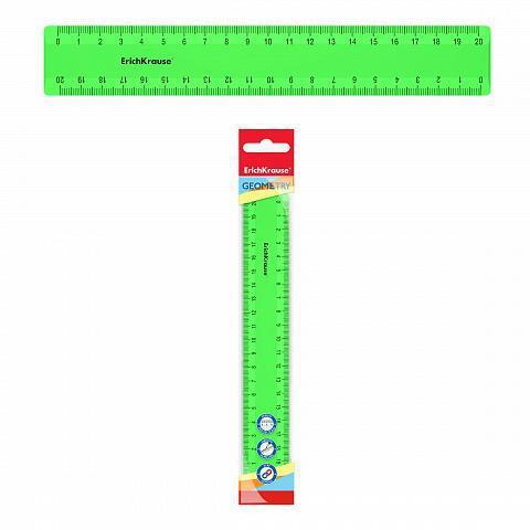 Линейка пластиковая ErichKrause Neon Solid, зеленый, 20 см - 50578ЕК