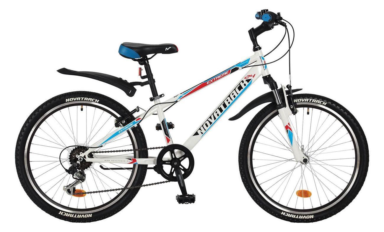 Велосипед NOVATRACK 24* EXTREME, стальная рама 12*, белый, 6 скоростей, TY21|RS35|SG-6SI - 24SH6SV.EXTREME.12WT7