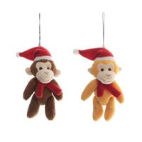 Мягкая игрушка-брелок Snowmen Обезьянка в шапке деда мороза, 10 см - Е96006