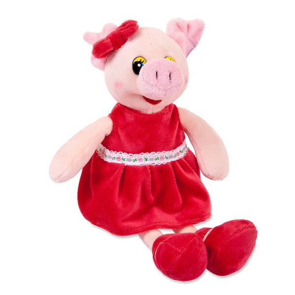 Мягкая игрушка ABtoys Свинка в красном платье, 16 см - 19470пц