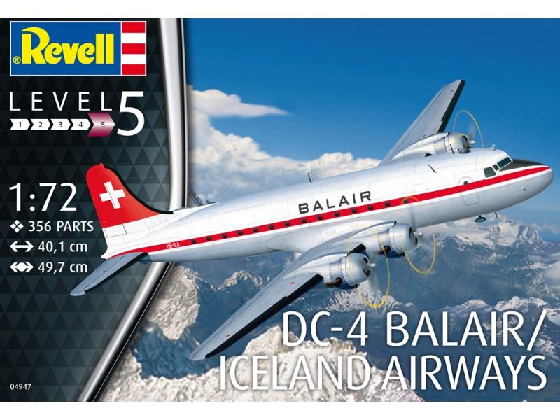 Сборная модель пассажирского самолета DC-4 авиакомпании Balair, масштаб 1:72 - 04947R