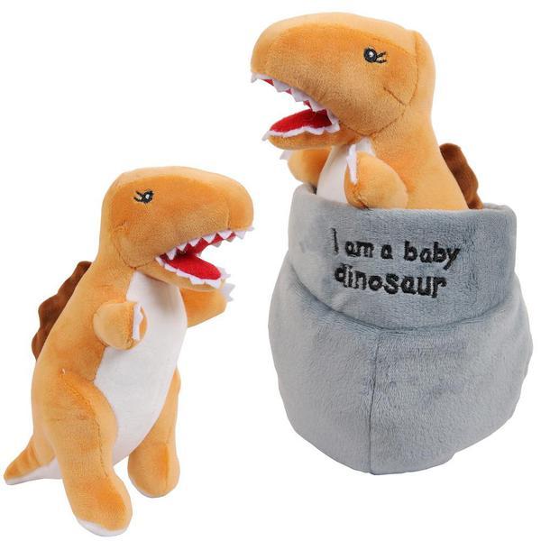 Мягкая игрушка ABtoys Dino Baby Динозаврик коричневый в яйце, 17 см - M4981