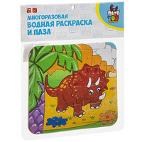 Водная раскраска-пазл Bondibon Трицератопс, многоразовая - ВВ3693