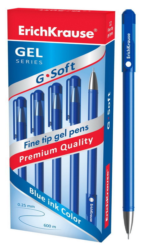Ручка гелевая G-SOFT ErichKrause, синяя - 39206EK