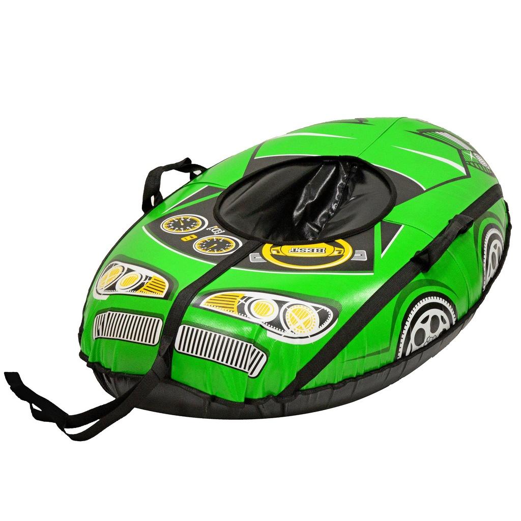 Санки надувные овальные Тюбинг МАШИНКА Best Racer зеленая автокамера - 6932