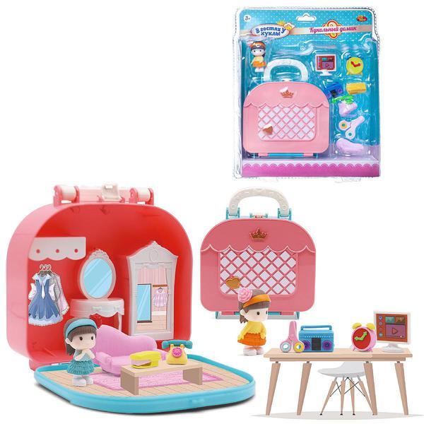 Игровой набор Abtoys В гостях у куклы. Сумочка-трансформер и куколка, розовый - PT-01465|розовый
