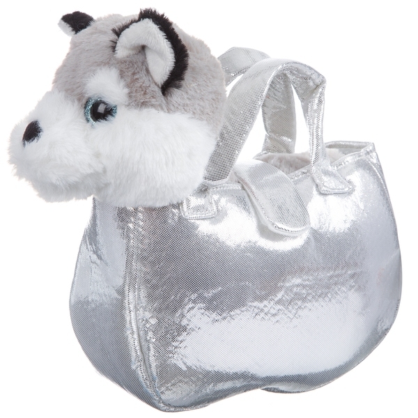 Мягкая игрушка Bondibon Собачка в серебристой сумке Лайка, 20 см, LEO20-15 - ВВ4600
