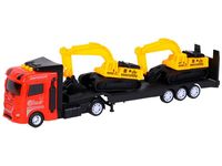 Машина AUTODRIVE Автовоз с 2 экскаваторами, красный, свет, звук - JB0404520