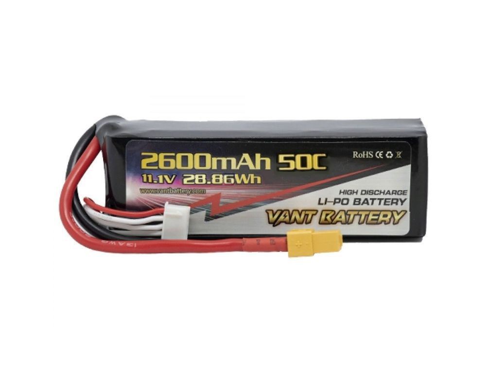 Аккумулятор Li-Po 11.1V 2600mAh 50C soft case battery and  XT60 plug - VTB-2600-50C-3S