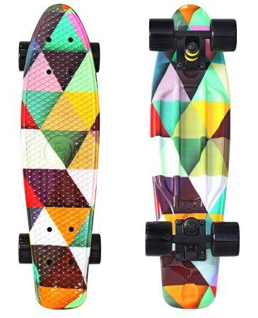 Скейтборд Y-SCOO Fishskateboard Print 22* винил 56,6х15 с сумкой Triddent - 401G-T