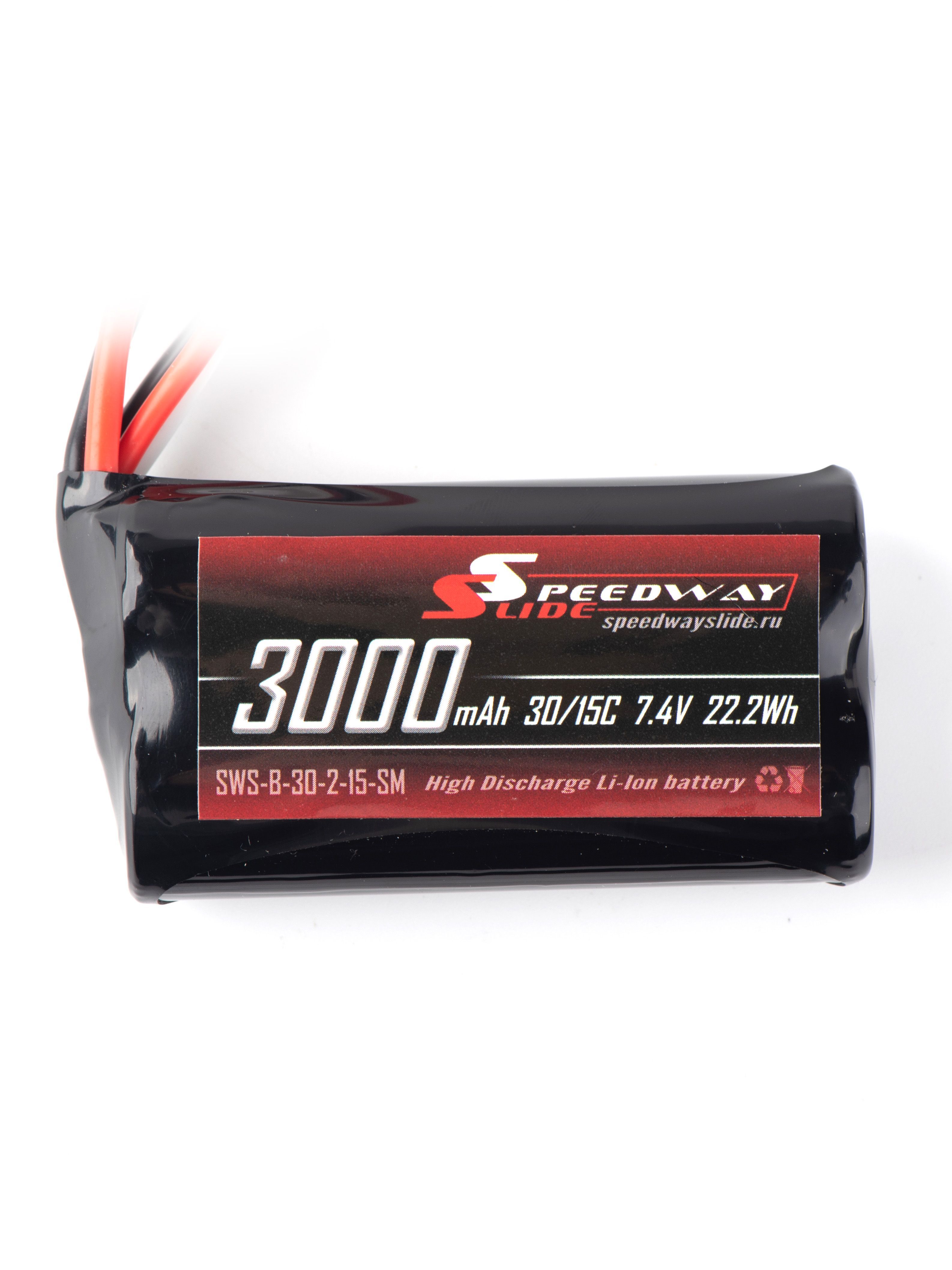 Аккумулятор Speedway Slide 70x37x19mm Li-Ion 3000mAh 2S 7.4V 30C softcase T-Plug - SWS-B-30-2-15-T