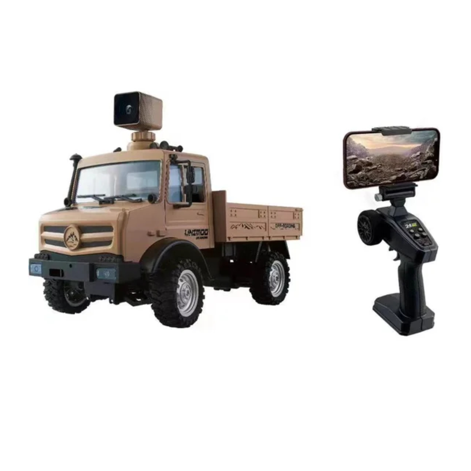Радиоуправляемый грузовик WPL Следопыт с FPV HD WI-FI камерой (песочная) 4WD RTR масштаб 1:16 2.4G - CX002-C-Y