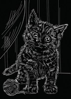Гравюра *Игривый котенок*, А5, золото - Г-9419