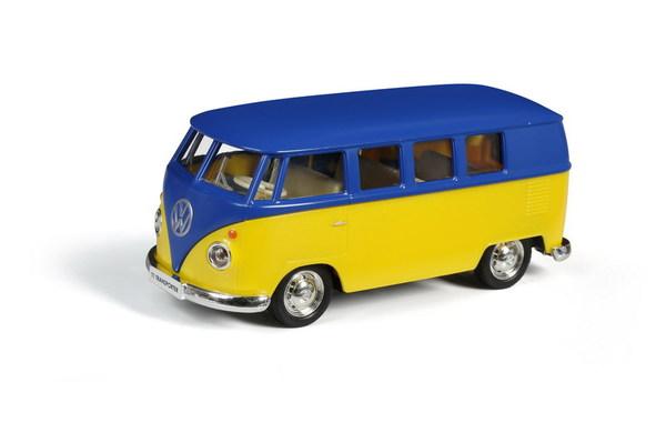 Автобус инерционный RMZ City Volkswagen Type 2 (T1) Transporter, масштаб 1:32, матовый синий с желтым - 554025M(G)