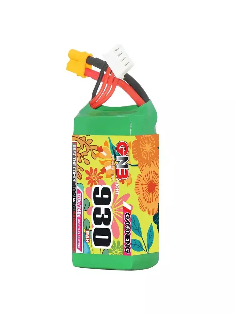 Аккумулятор LiPo GNB - 11.1V 930mah 120C (3S1P, разъем XT30, 23x30x64 мм) - GNB9303S120A