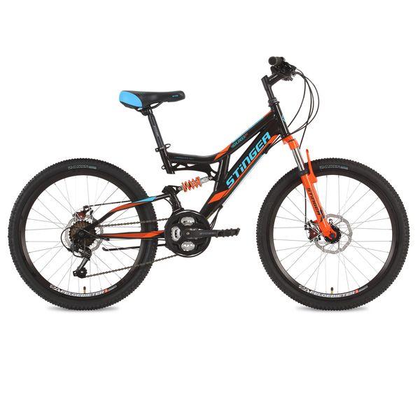 Велосипед Stinger 24* Highlander D 14*; черный; TZ30|TY21|TS-38 - 24SFD.HILANDISC.14BK8