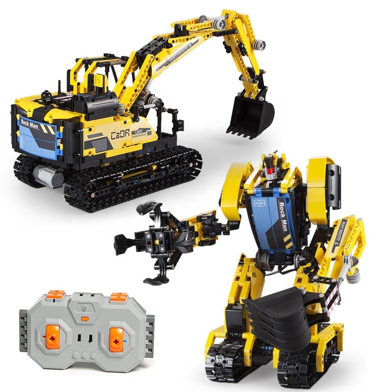 Радиоуправляемый конструктор CADA 2 в 1 экскаватор ROCK MAN, 930 элементов - C51026W