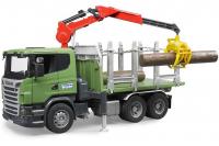 Лесовоз Bruder Scania с портативным краном и брёвнами - 03-524