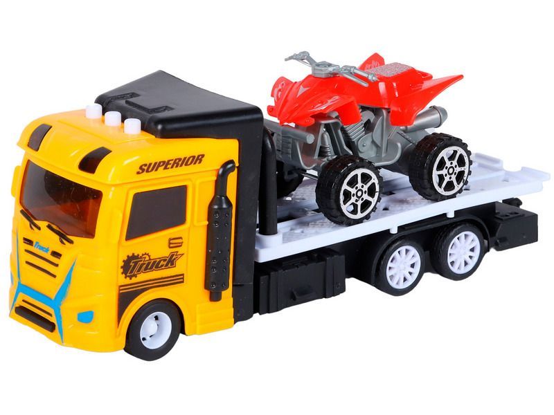 Машина AUTODRIVE Автовоз с квадроциклом, желтый, свет, звук - JB0404498