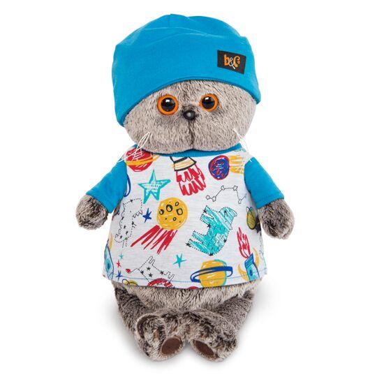 Мягкая игрушка Budi Basa Басик в футболке космос и в шапочке 22 см - Ks22-091