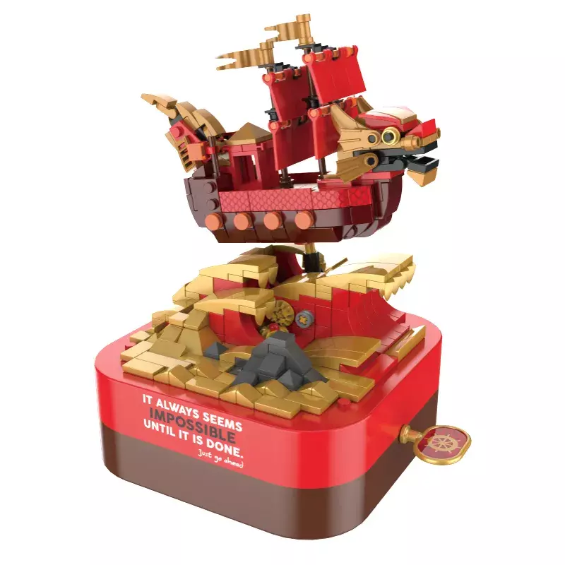 Конструктор RTOY 3D из миниблоков Музыкальная шкатулка Корабль с драконом, 405 элементов - JK1102