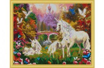 Алмазная мозаика *Единороги на поляне*, 40х50 см - AS4003