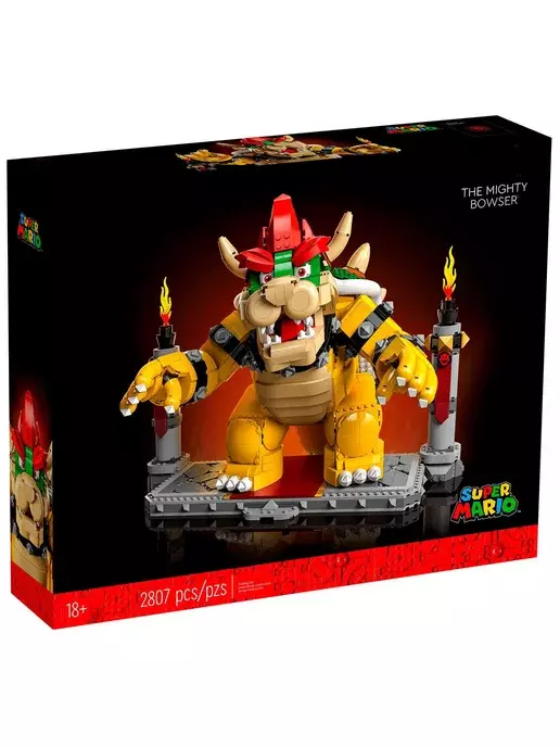 Конструктор Super Mario Марио Могучий Боузер Большой, подвижные элементы, 2807 элементов - LE-12008