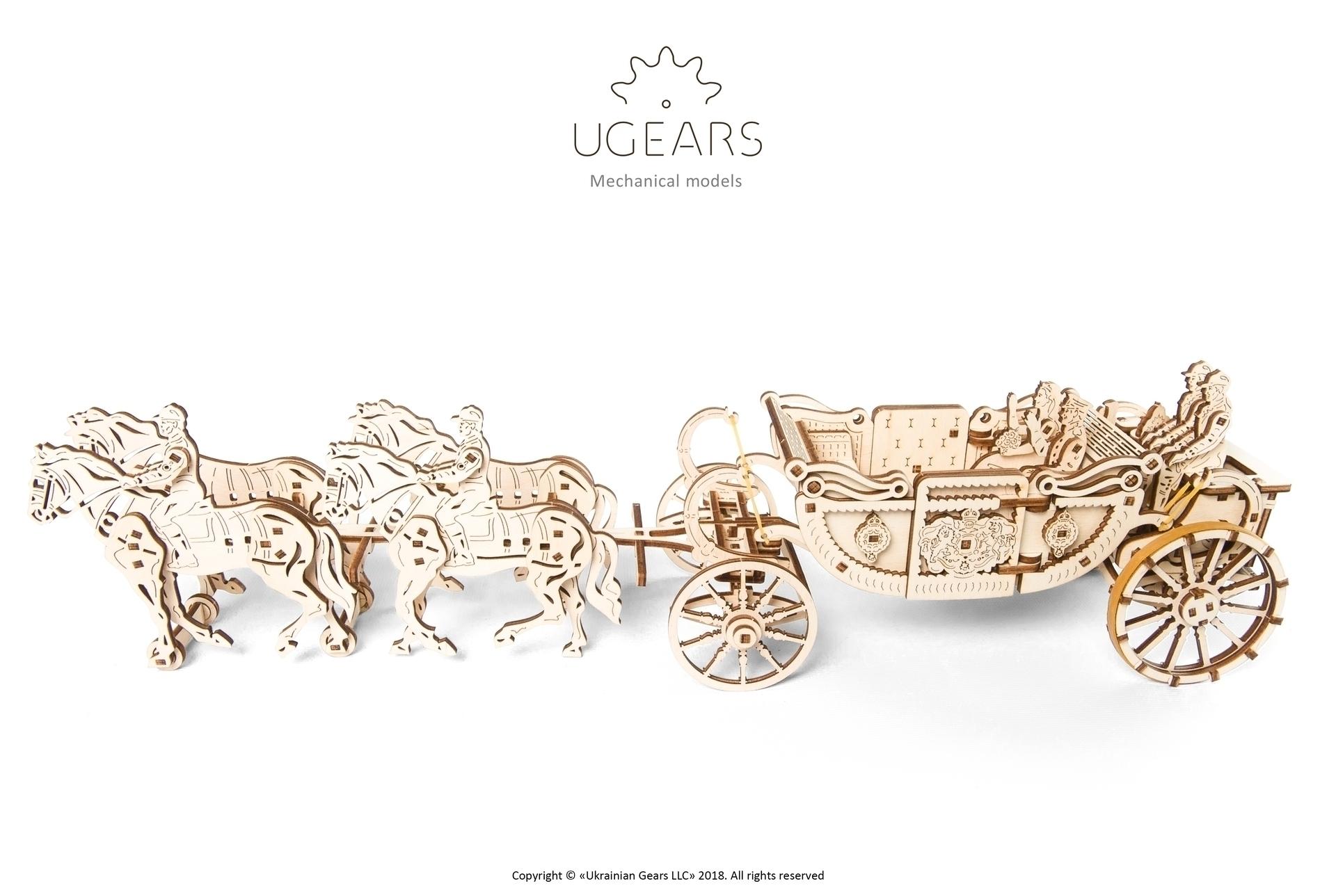 3D-пазл механический из дерева UGears - Королевская карета - 70050