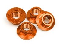 Гайки колес с фланцем M4 (ORANGE|4шт)  - HPI-87267
