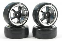 Колеса дрифт 1|10 - Fastrax 5-Spoke (V2 Tyre) 4шт - Chrome - FAST0094B