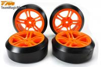 Колеса дрифт 1|10 в сборе (45° | 5 спиц | Orange) 4шт - TM-503390