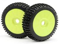 Колеса в сборе (Багги 1|8)  NOTCH TIRE SOFT G1 CMPD желтый диск (2шт) - HPI-HB63011