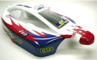 Кузов багги GS Storm RTR (Flames Blue on Red) окрашен 1:8 - GSC-ST090D