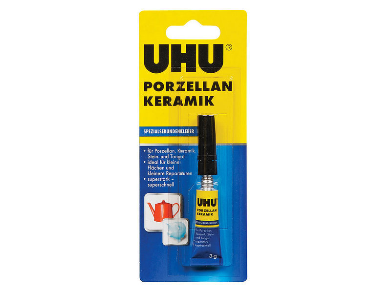 Клей секундный для фарфора, керамики UHU Porzellan, 3 г, блистер - UHU-47695