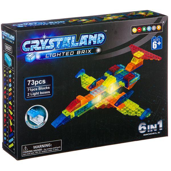 Конструктор светящийся 6 в 1 Crystaland *Самолет*, 73 деталей - Г86896