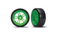 Колеса дрифтовые в сборе Split-spoke green wheels + 1.9* Drift tires (передние) - TRA8376G