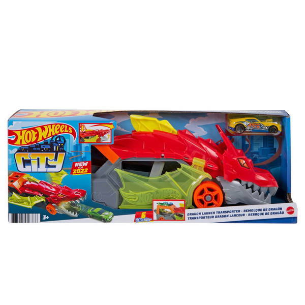 Грузовик Mattel Hot Wheels Разъяренный Дракон с хранилищем для машинок - GTK42