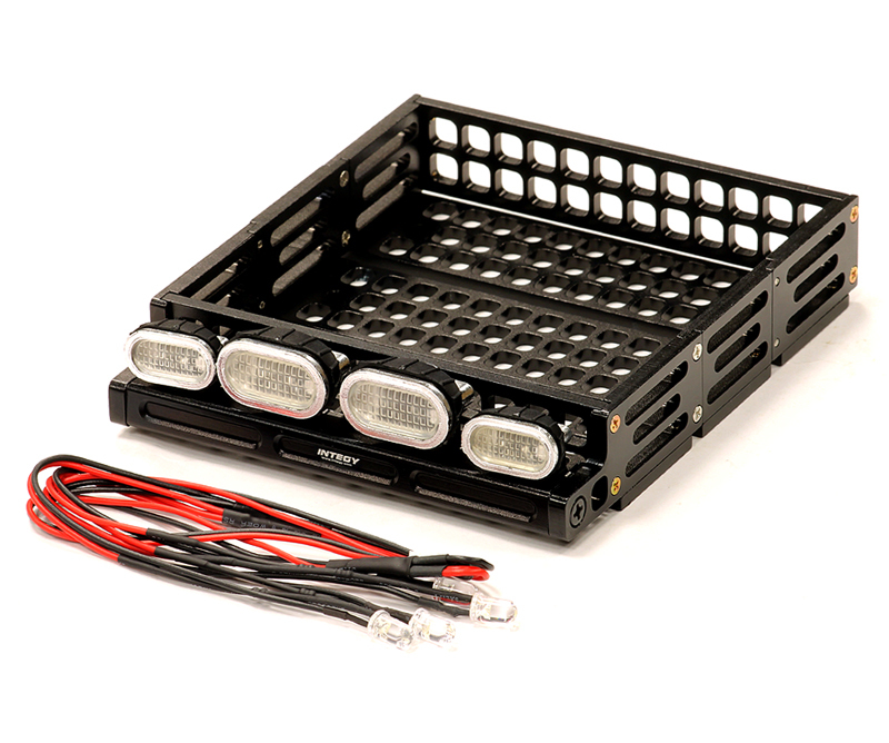 Багажник на крышу с подсветкой T8 Realistic 1 |1 0 Scale Metal Luggage Tray with 4 LED Adjustable Spot Light 1 25x107mm - C24142