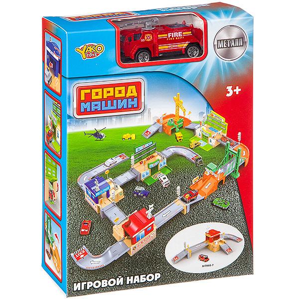 Игровой набор Yako Toys пожарная станция, 1 металлическая машинка, 0607-13|M7988-7 - Г94298