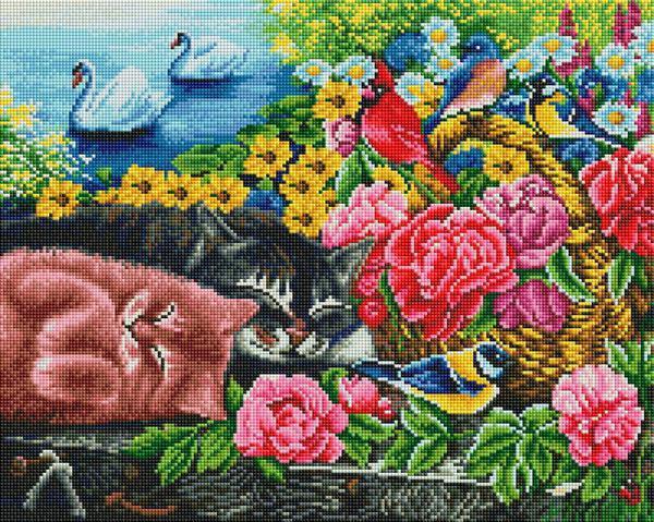 Алмазная мозаика на раме Белоснежка Корзина с цветами, 40*50 см - 613-ST-S