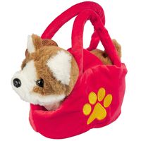 Мягкая игрушка Bondibon *Собака в сумочке* коричнево-белая движащаяся и озвученная 17 см, лает - ВВ4614