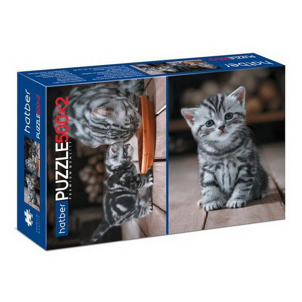 Пазл Hatber *Premium* 500+500 *2 картинки в 1 коробке* Котиков много не бывает - D1000ПЗ2-21011