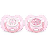 Пустышки Philips AVENT Free Flow Design для девочки с рождения (0-6 мес),  2 шт (розовые) - SCF180|26