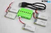5 аккумуляторов 380mAh + зарядное на 6 акб (для Syma X11, X11C) - NR-3717