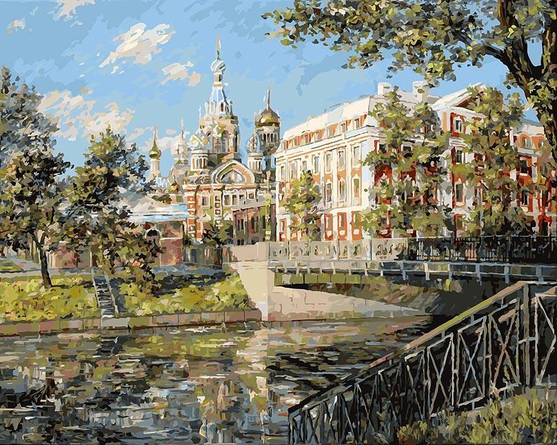 Раскраски по номерам. Утро на Мойке 50*40 см - 158-АВ