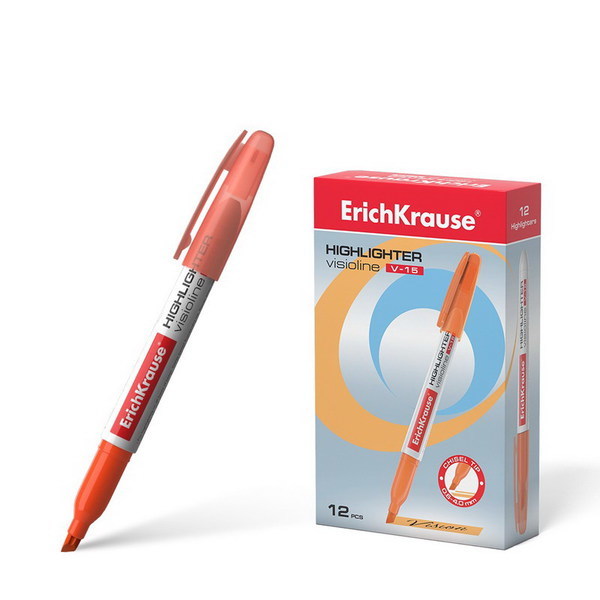 Маркер текстовый ErichKrause Visioline V-15, цвет чернил оранжевый - 30968EK-no