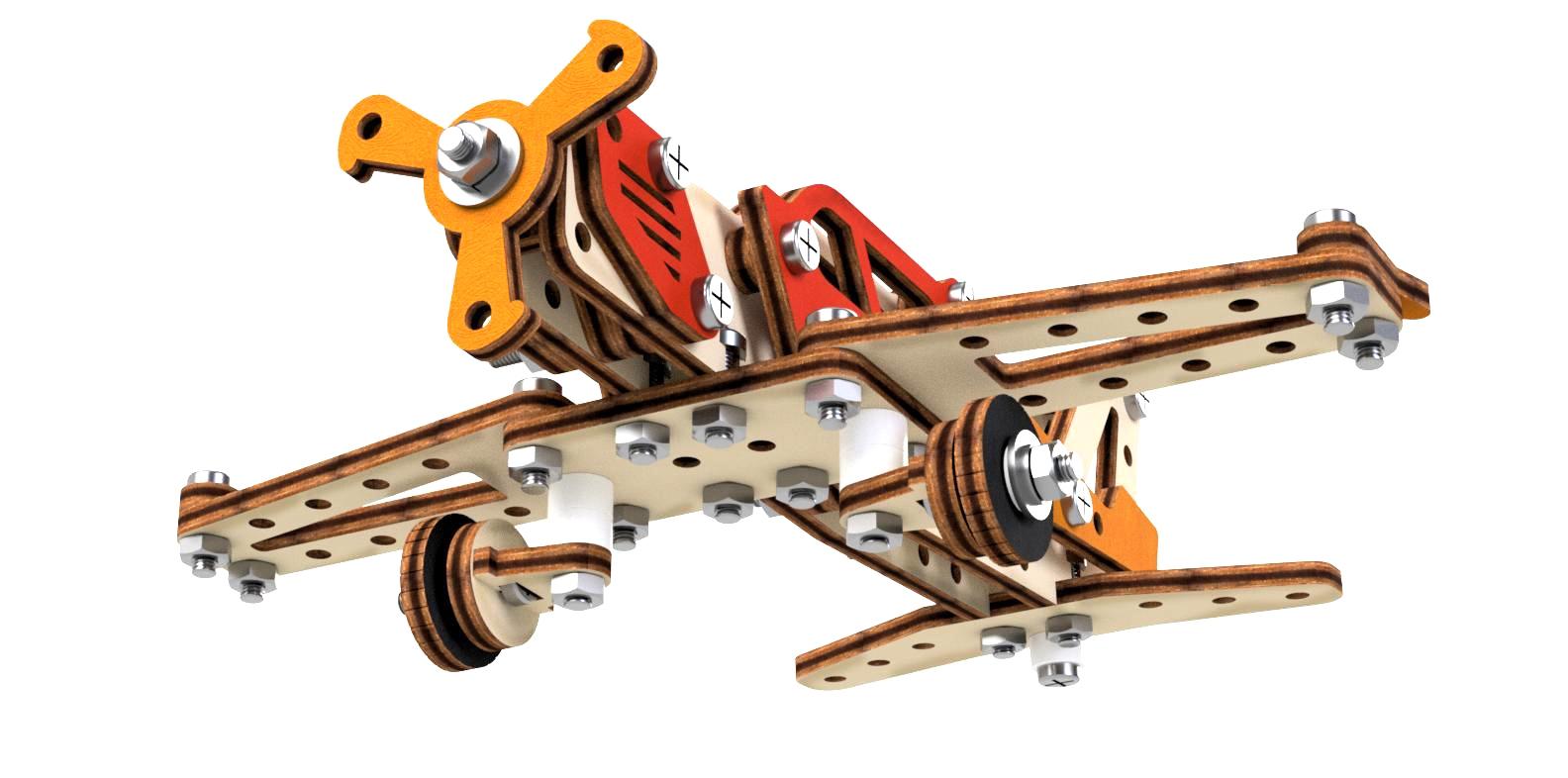 3D пазл деревянный винтовой M-WOOD Самолет - MW-3005