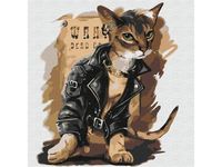 Картина по номерам Molly Кот байкер 30х30  (15 цветов) - KHM0051