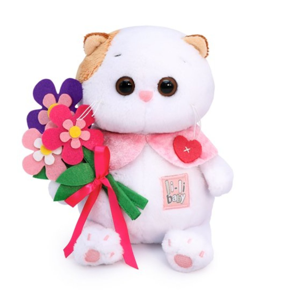 Мягкая игрушка Budi Basa Кошечка Ли-Ли BABY с цветами из фетра 20 см - LB-046